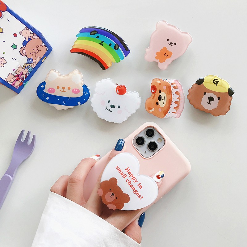 Giá Đỡ Điện Thoại Hình Bánh Kem Gấu Hoạt Hình Sáng Tạo