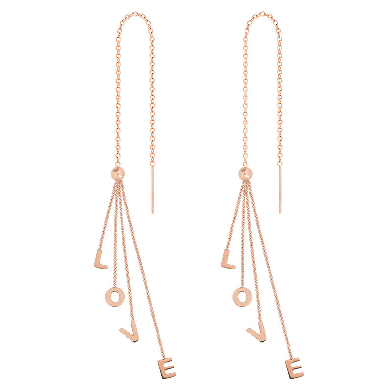 Khuyên tai mặt hình chữ Love mạ vàng 18K phong cách Hàn Quốc