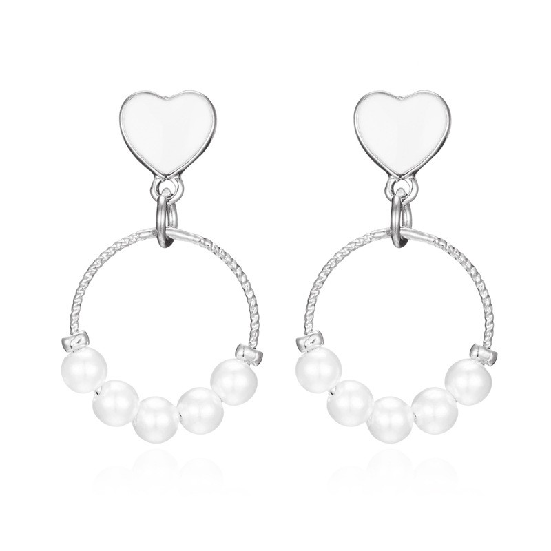 Bông Tai Trái Tim Đính Ngọc Trai Xinh Xắn Cho Nữ