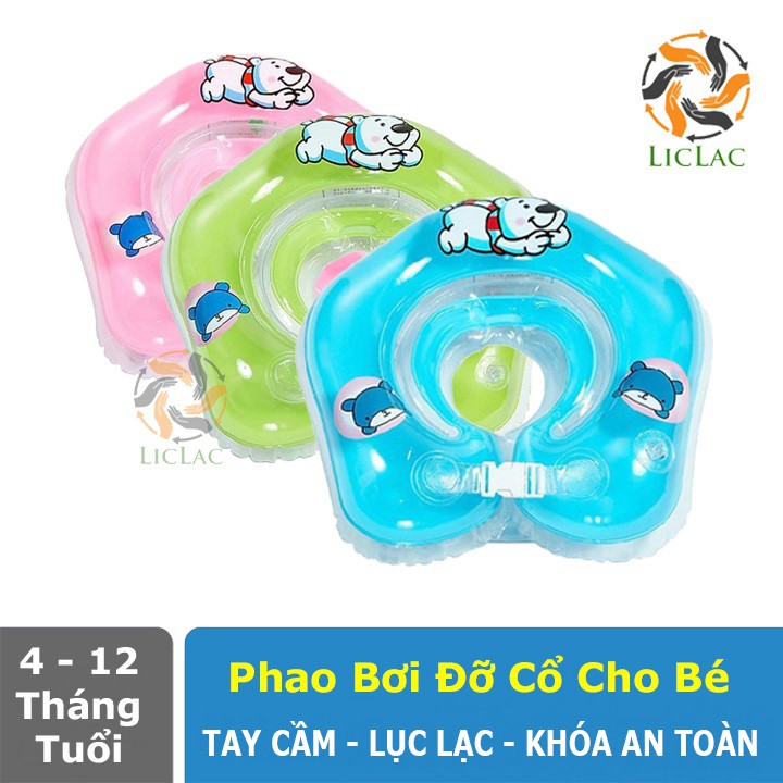 Phao bơi Đỡ Cổ cho bé tập bơi - Phao bơi đỡ cổ Chống Lật có Tay Cầm, Lục Lạc, Khóa An Toàn cho bé - LICLAC