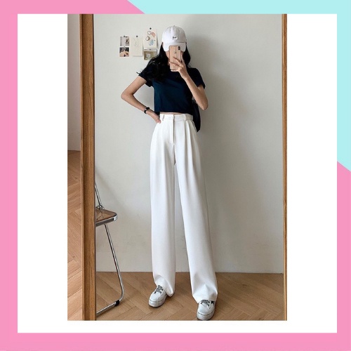 [Hàng Cao Cấp] Quần ống rộng suông nữ lưng cao, quần ống xuông nhiều màu chất Ruby Hàn dễ phối đồ