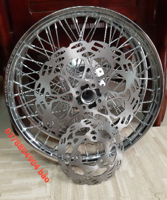 Bánh căm RAIDER SATRIA niềng union căm đùm mạ crom kèm 2 đĩa rút căm sẵn gắn như zin