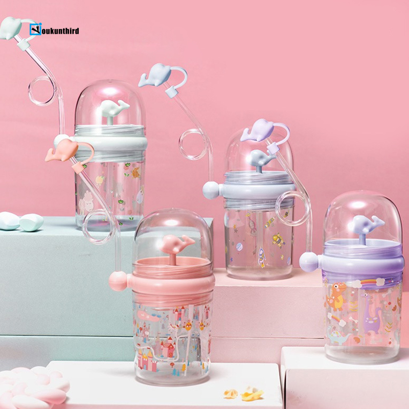 Bình Nước Hình Cá Heo Kèm Ống Hút Dễ Thương Cho Bé