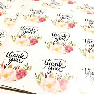 SỈ 2.5k Bìa 12 tem dán decal sticker THANK YOU hoa TK22 D3.5cm