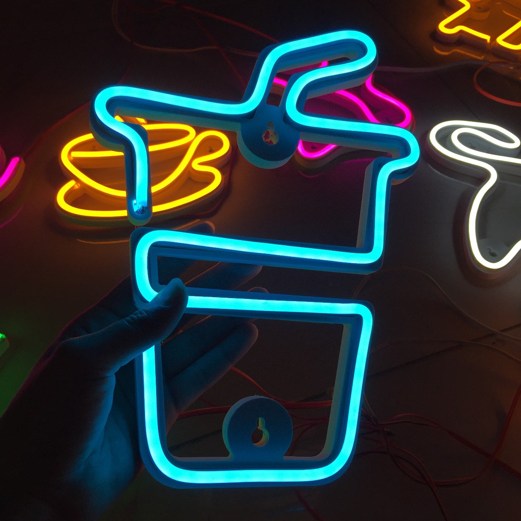 Đèn led neon trang trí, led neon cho phòng ngủ, phòng khách, quán xá,mẫu mini Trà sữa kích thước 18x25cm