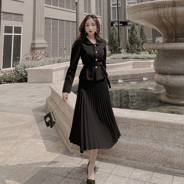 Set vest dập li thanh lịch