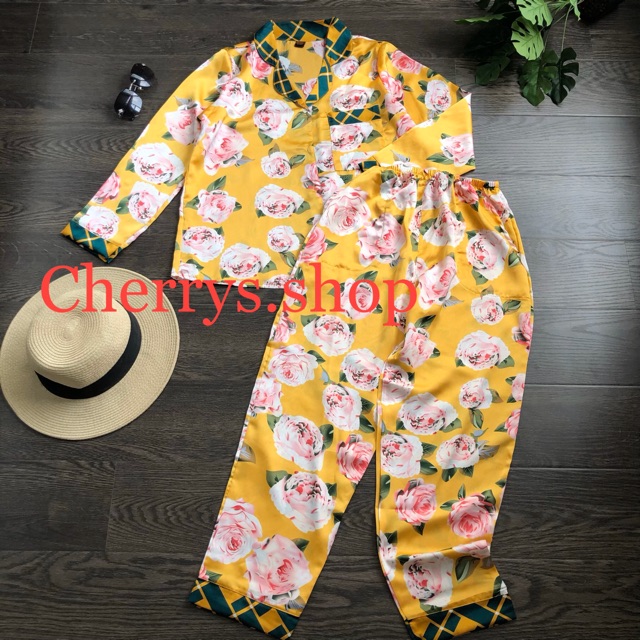 set đồ bộ pijama lụa satin tay dài quần dài họa tiết tết 2020 | BigBuy360 - bigbuy360.vn