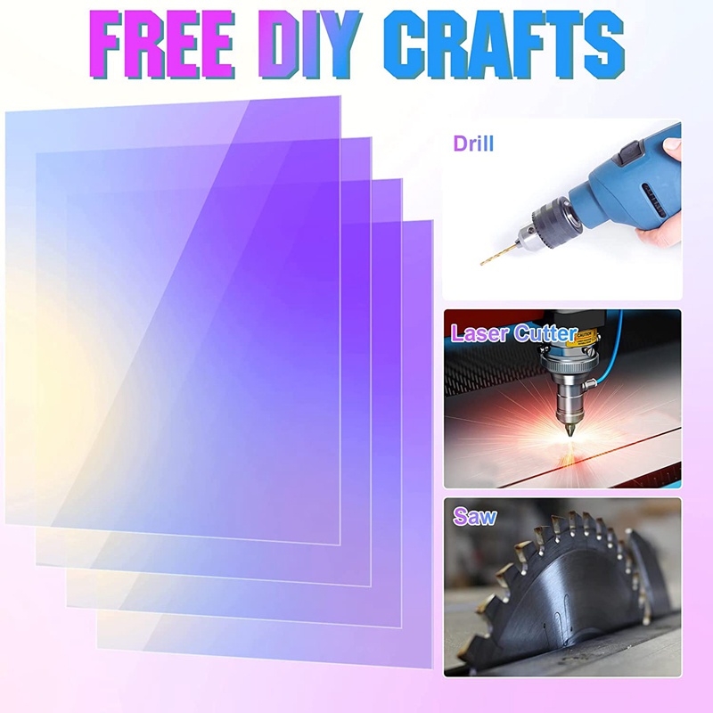 Bộ 3 Tấm Cắt Laser Bằng Acrylic Trong Mờ Dày 8X12 Inch (3 Gói 2.6mm)