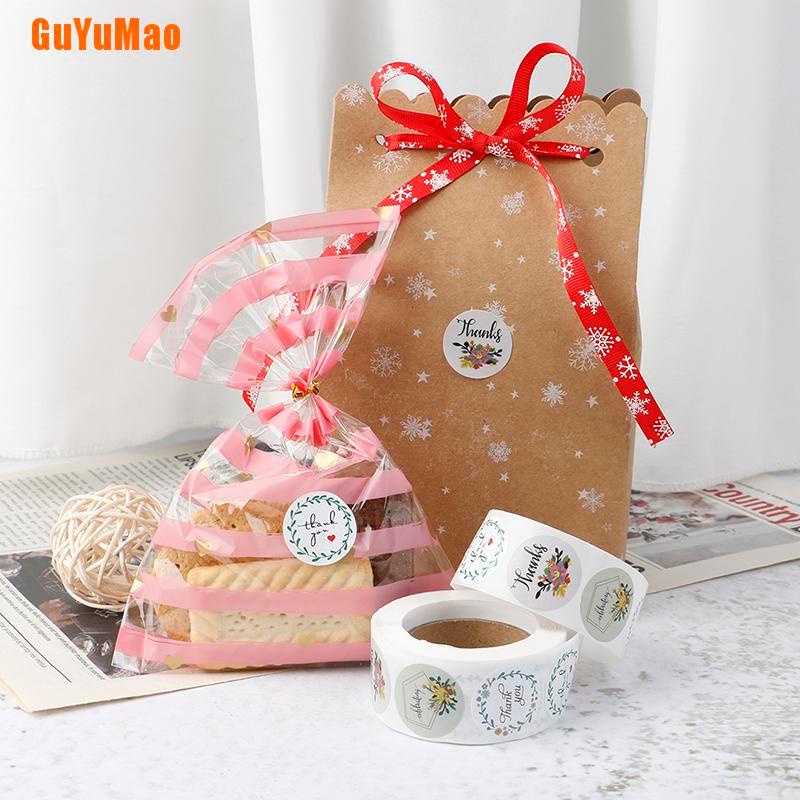 1 Cuộn 500 Nhãn Dán Chữ Thank You Kèm Hoa Cho Tiệc Cưới