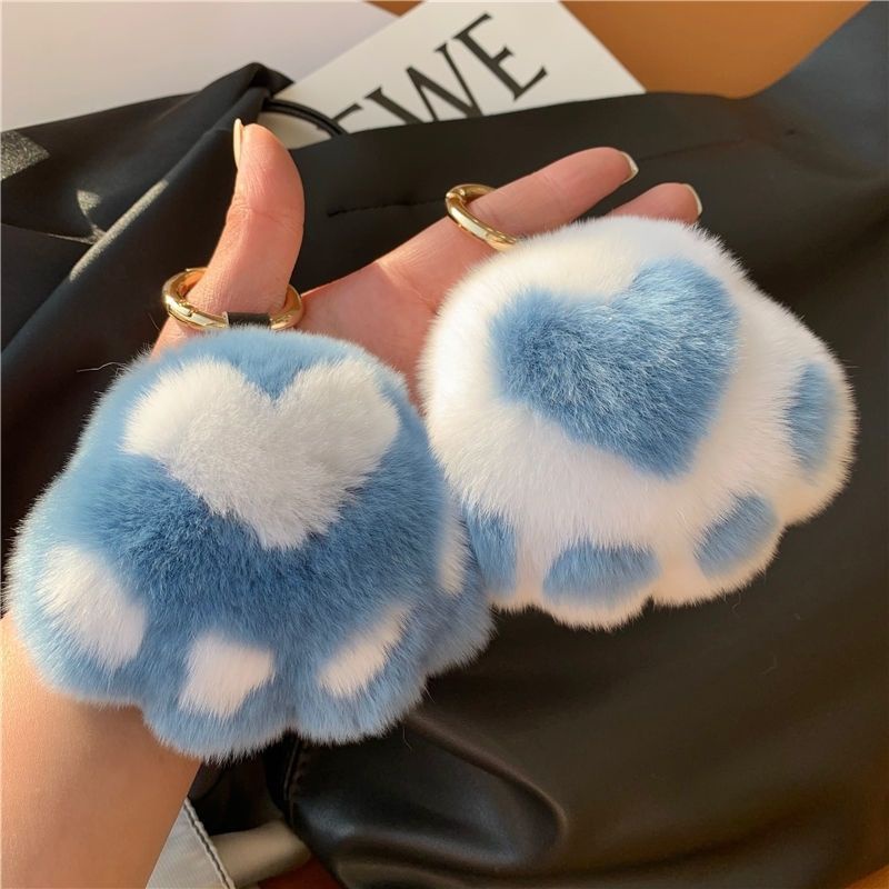 Real Rex Rabbit Fur Car Keychain Mặt dây chuyền Túi bóng sang trọng Dễ thương Quà tặng sinh nhật