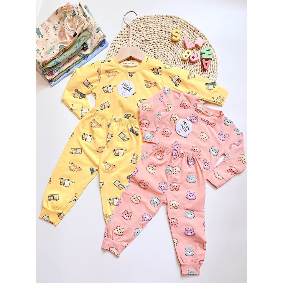 Bộ cotton 100%  Minky mom in hình con vật - ô tô cho bé trai và bé gái  chốt livetrearm