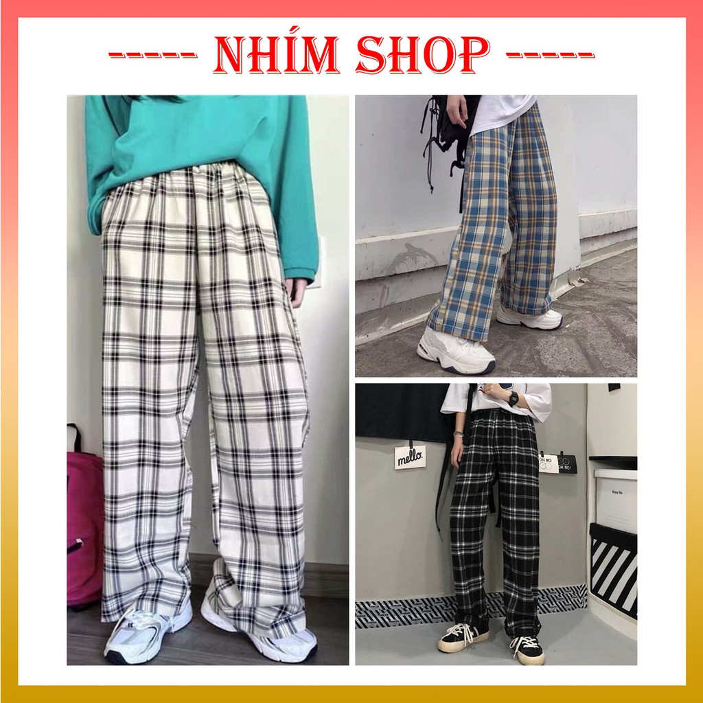 Quần ống rộng kẻ caro ♥️ Quần ống suông họa tiết caro hot hit ♥️ Quần ống rộng phong cách ulzzang - NhimShop | BigBuy360 - bigbuy360.vn