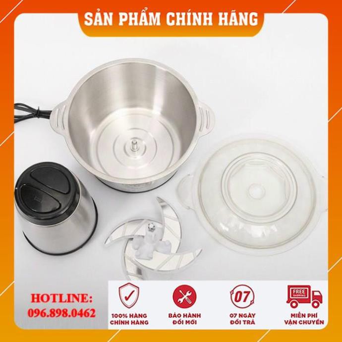 [CHÍNH HÃNG-FREESHIP] Máy Xay Thịt, Máy Xay Cầm Tay 300W 4 Lưỡi Đa Năng, Máy Xay Sinh Tố Cầm Tay Cối Inox 304