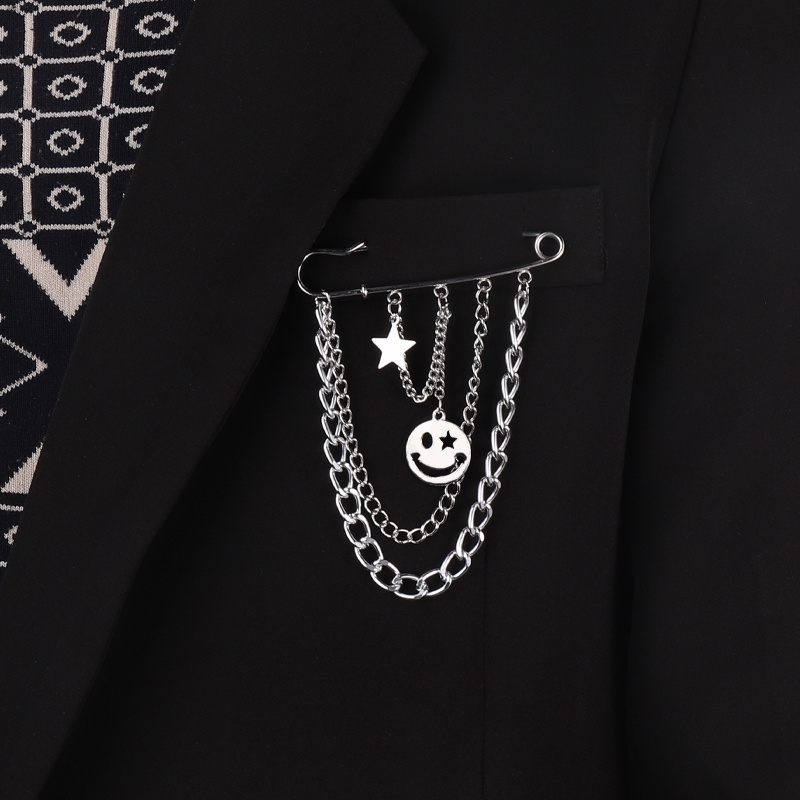 IF ME Trâm Cài Áo Hình Ngôi Sao Mặt Cười Đơn Giản Phong Cách Vintage