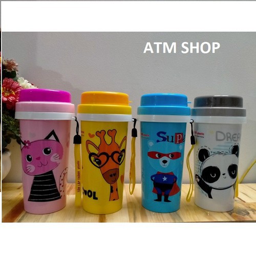 Bình nước giữ nhiệt có ống hút cho bé loại 700ml Siêu cute
