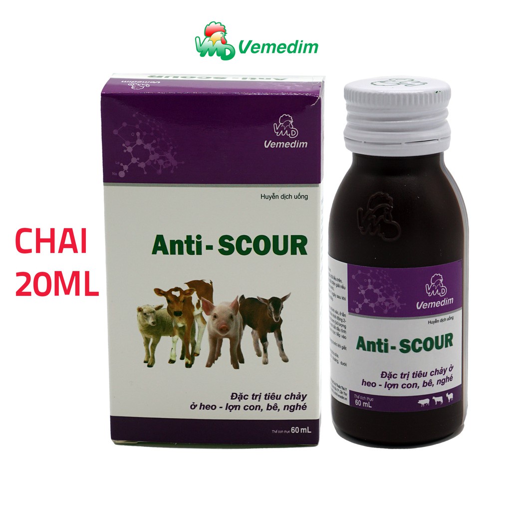 Anti scour 60ml uống giảm tri tiêu chảy trên chó ,mèo thỏ, heo bê nghé