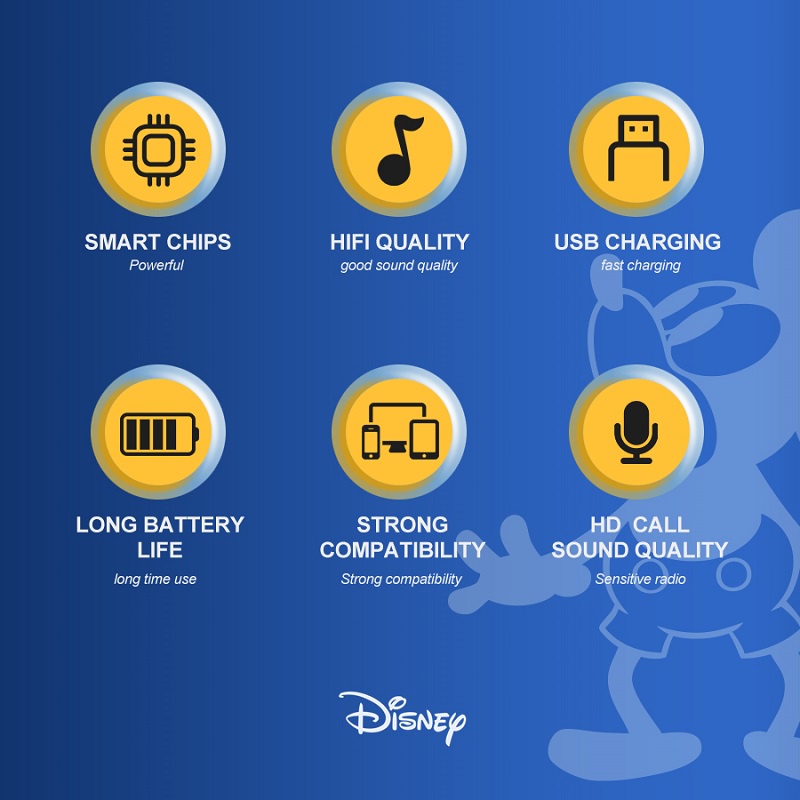 Tai Nghe Bluetooth Không Dây Mini Màu Hồng Disney  PRO6 Tích Hợp Micro Cho Điện Thoại Android