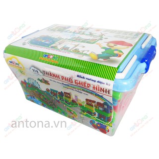 Đồ chơi trẻ em, đồ chơi ghép hình, hình vuông diệu kỳ - Thành phố ghép hình giúp bé phát triển tư duy sớm hơn