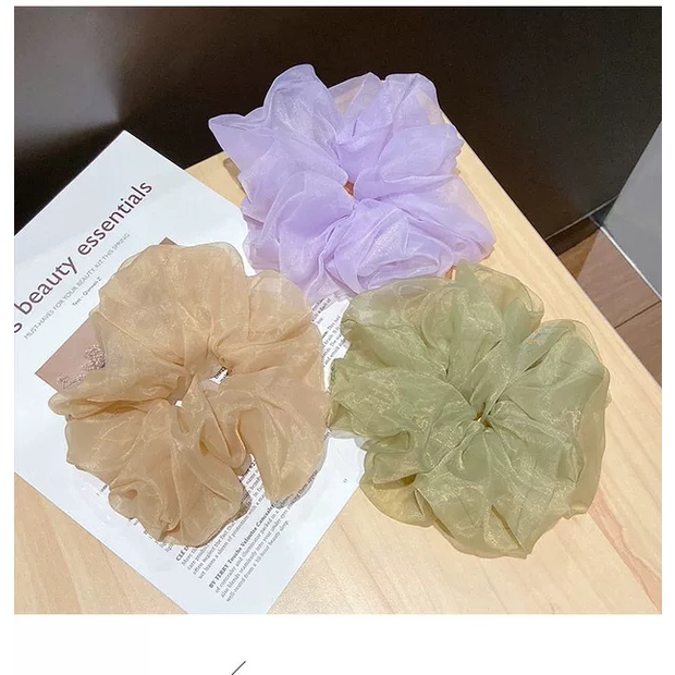Dây buộc tóc vải bồng bềnh, scrunchies voan lưới tiểu thư - Y018