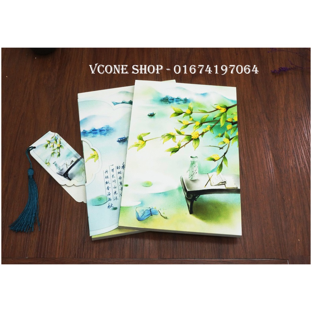 Sổ tay cổ phong dây tuyến cổ trang xinh xắn in màu cực đẹp