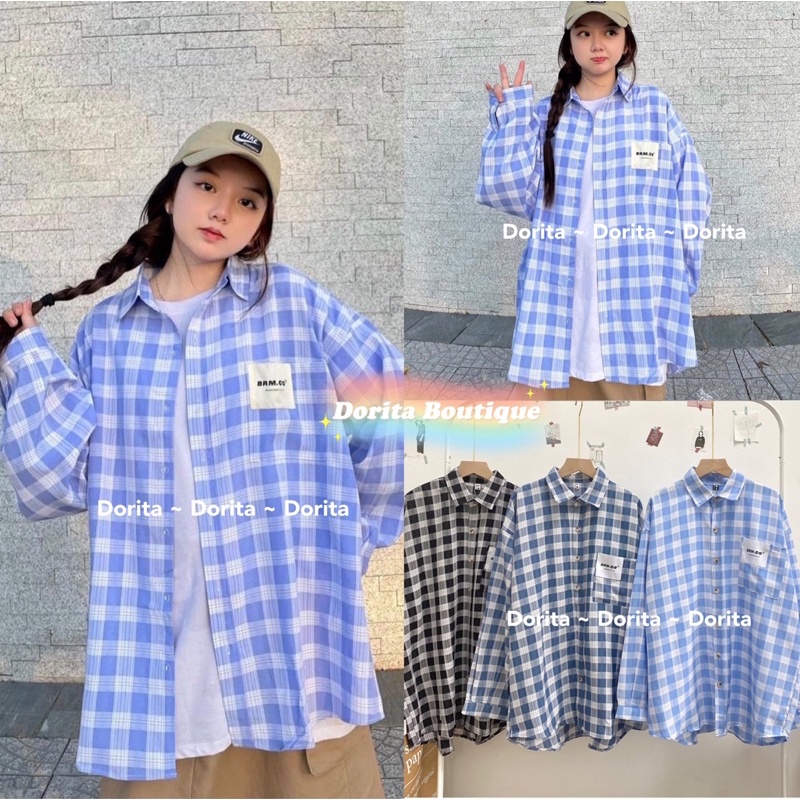 [Ảnh thật/Video] Áo sơ mi caro form rộng Hàn Quốc, Áo sơ mi oversize kẻ caro - Dorita Boutique