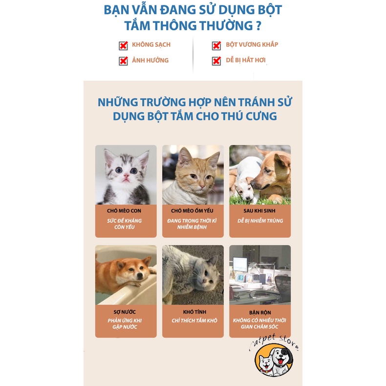 Xịt bọt tắm khô cho thú cưng, xịt bọt khô tiện lợi cho thú cưng