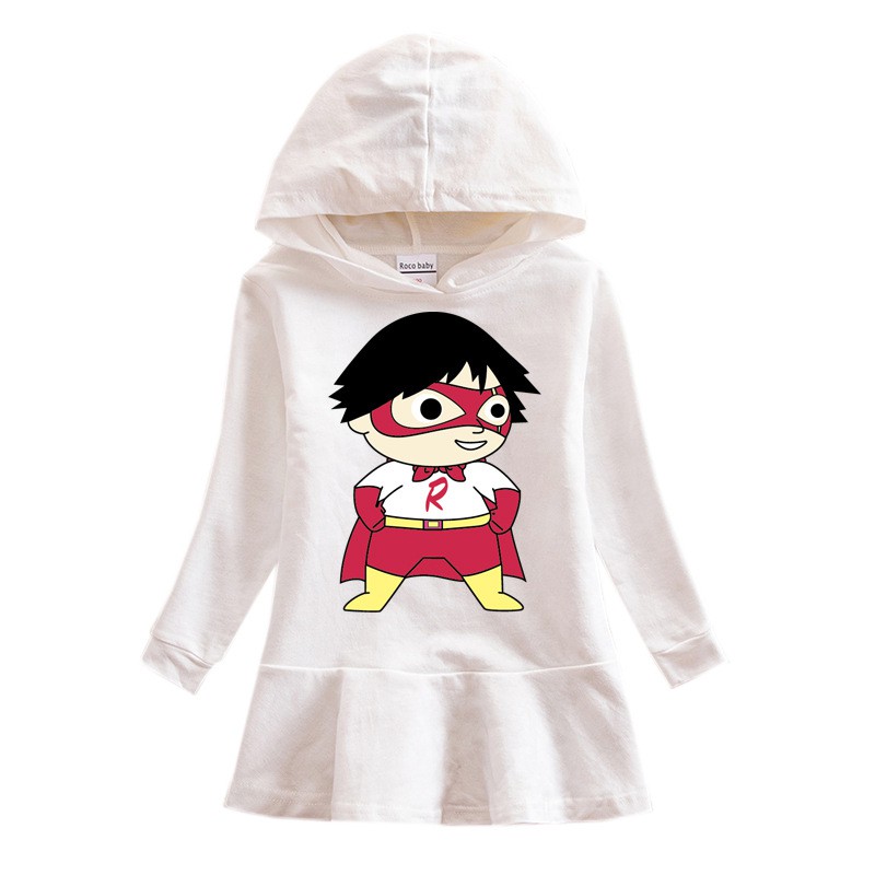 Set Áo Hoodie Tay Dài Phối Chân Váy Bèo In Hoạt Hình Dễ Thương Cho Bé Gái