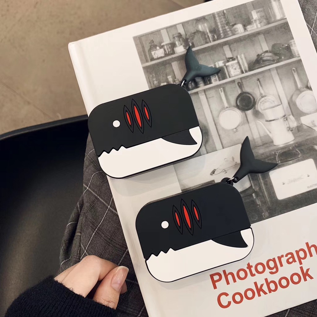 Vỏ Bảo Vệ Hộp Sạc Tai Nghe Không Dây bluetooth Bằng Silicon Mềm Họa Tiết Cá Mập Hoạt Hình Cho Airpods 1 / 2 3 pro 1 / 2 3 pro