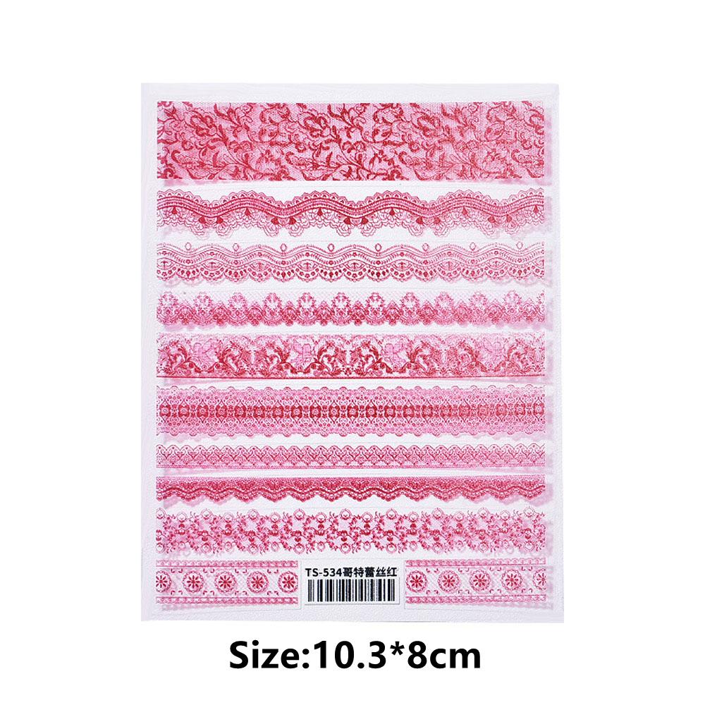 QQMALL Miếng Dán Móng Tay Tự Dính Họa Tiết Ren Thỏ Gothic Dành Cho Cô Dâu