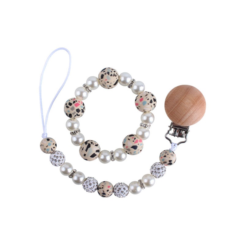 Vòng Tay Chuỗi Hạt Silicone Đính Núm Vú Giả Cho Bé Mọc Răng