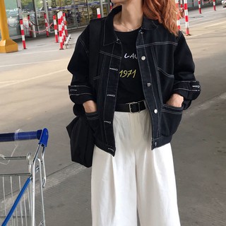 Black denim jacket wild Korean students loose short coat