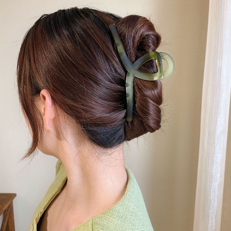 Kẹp Tóc Lớn Màu Xanh Lá Cây Phong Cách Hàn Quốc Cho Nữ