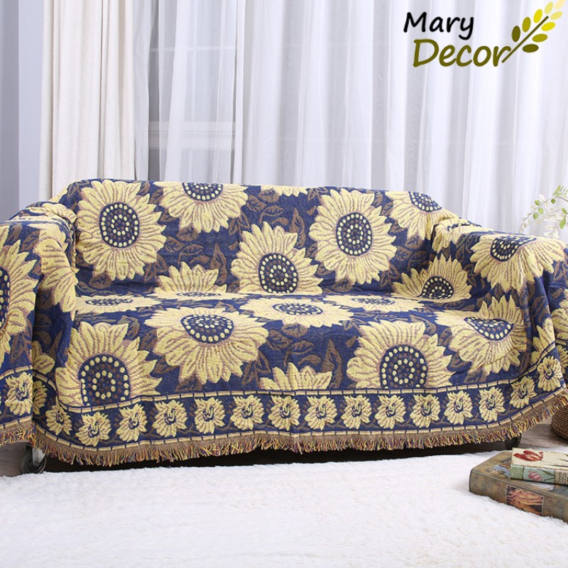 (1.8*2.3m) Khăn phủ ghế sofa cổ điển thanh lịch retro Hoa hướng dương - Sunflower PS16