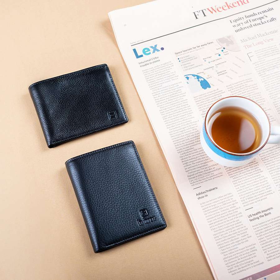 Ví Da Bò Nam LAFORCE Trơn Hạt Cao Cấp VLAN-23D Tặng Đón Gót Tiện Lợi