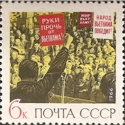 Tem sưu tập Tem Liên Xô phản đối chiến tranh Việt Nam 1966 Việt Nam trên Tem Thế Giới