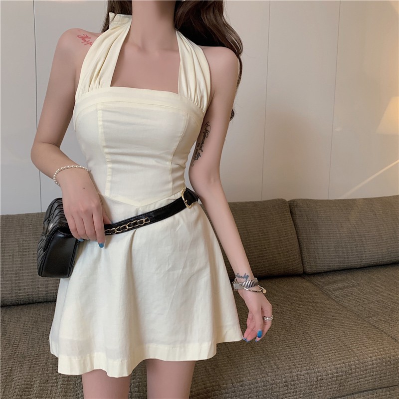 JANE'S Đầm yếm hở lưng xoè nhẹ Paris dress C045