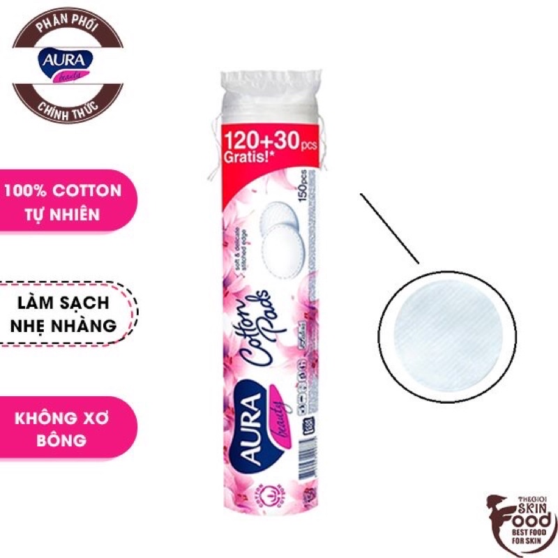 Bông tẩy trang Aura 150 miếng