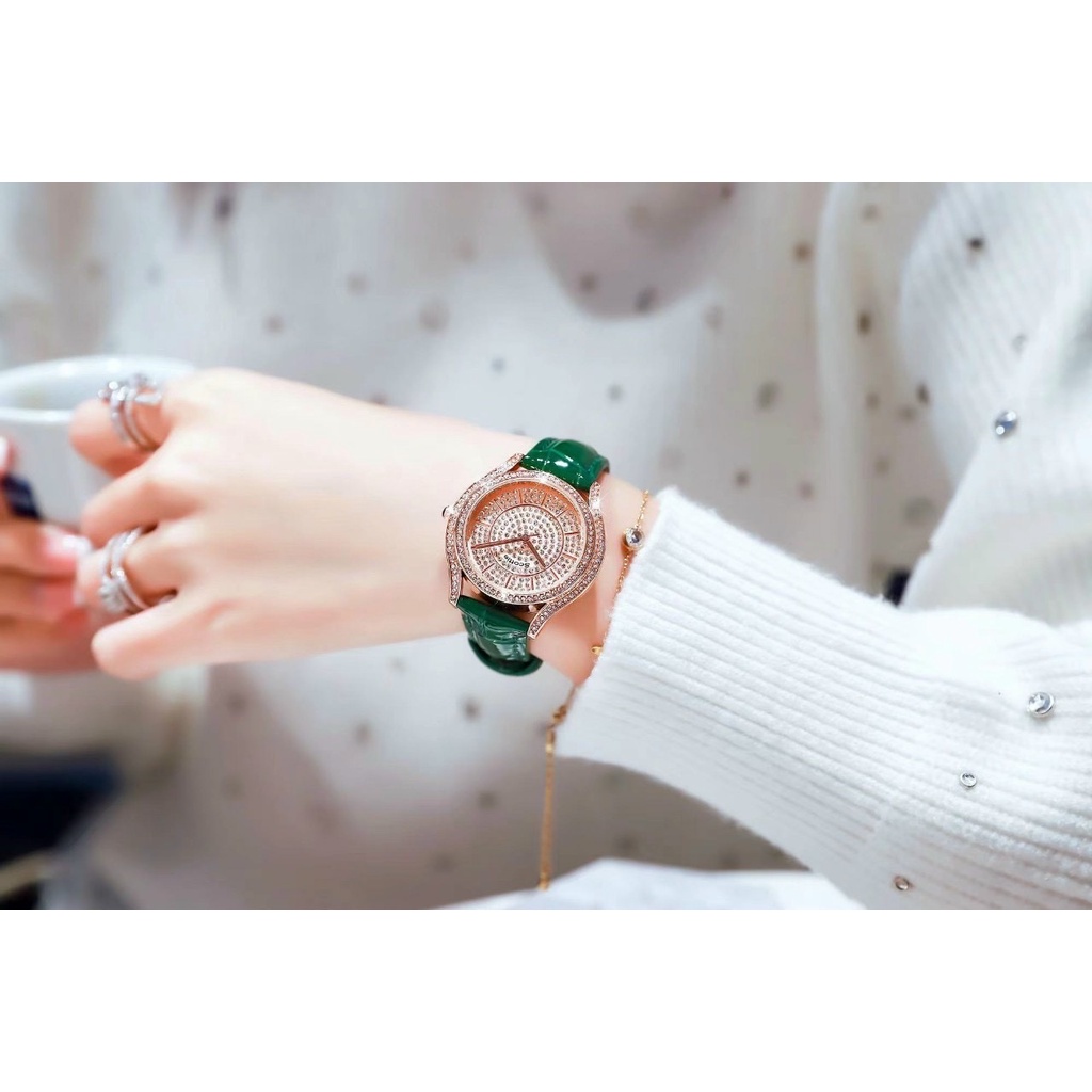 Đồng hồ Nữ SCOTTIE mặt đính đá sáng, chất liệu dây da sang trọng, mã sản phẩm 9146