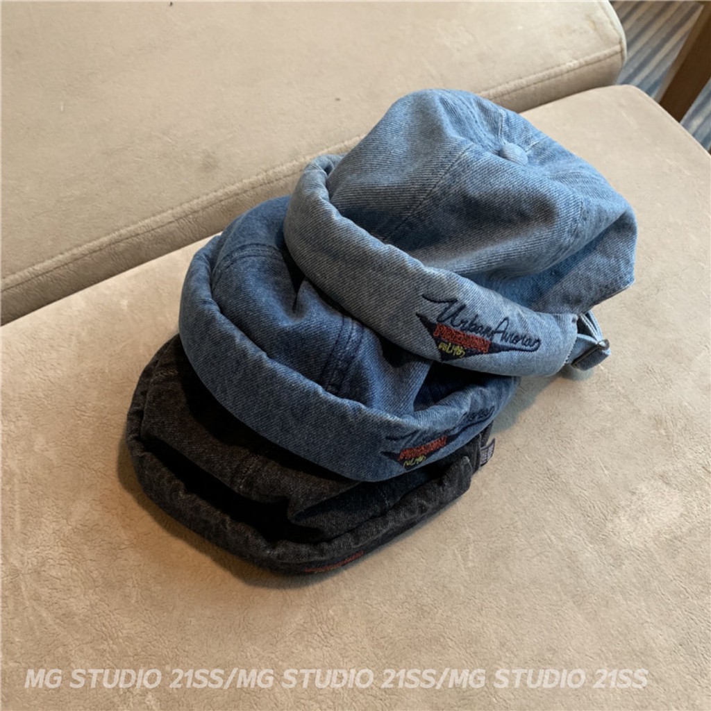 Mũ beret MG STUDIO bằng vải denim 3 màu tùy chọn