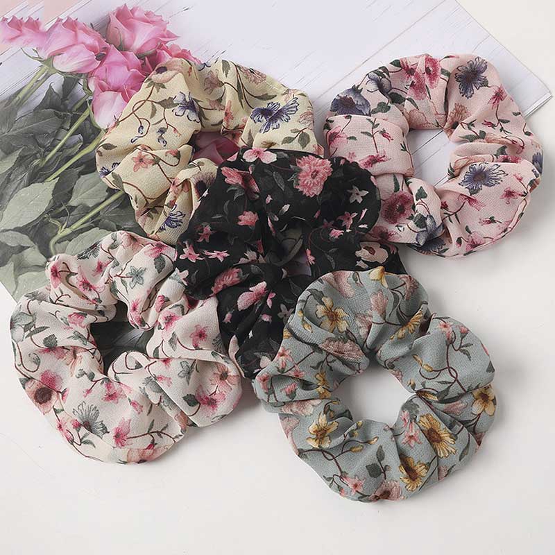 Dây Buộc Tóc Vải Chiffon Họa Tiết Da Báo Thời Trang Cho Nữ