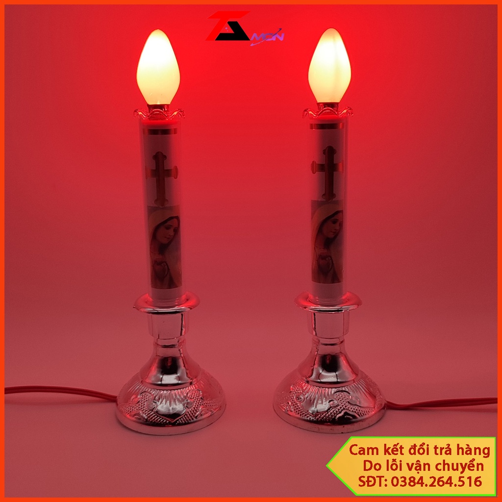 Giá cho 2 cây đèn nến thiên chúa, đèn trưng bàn thờ, gia tiên cực đẹp trang trí tủ thờ