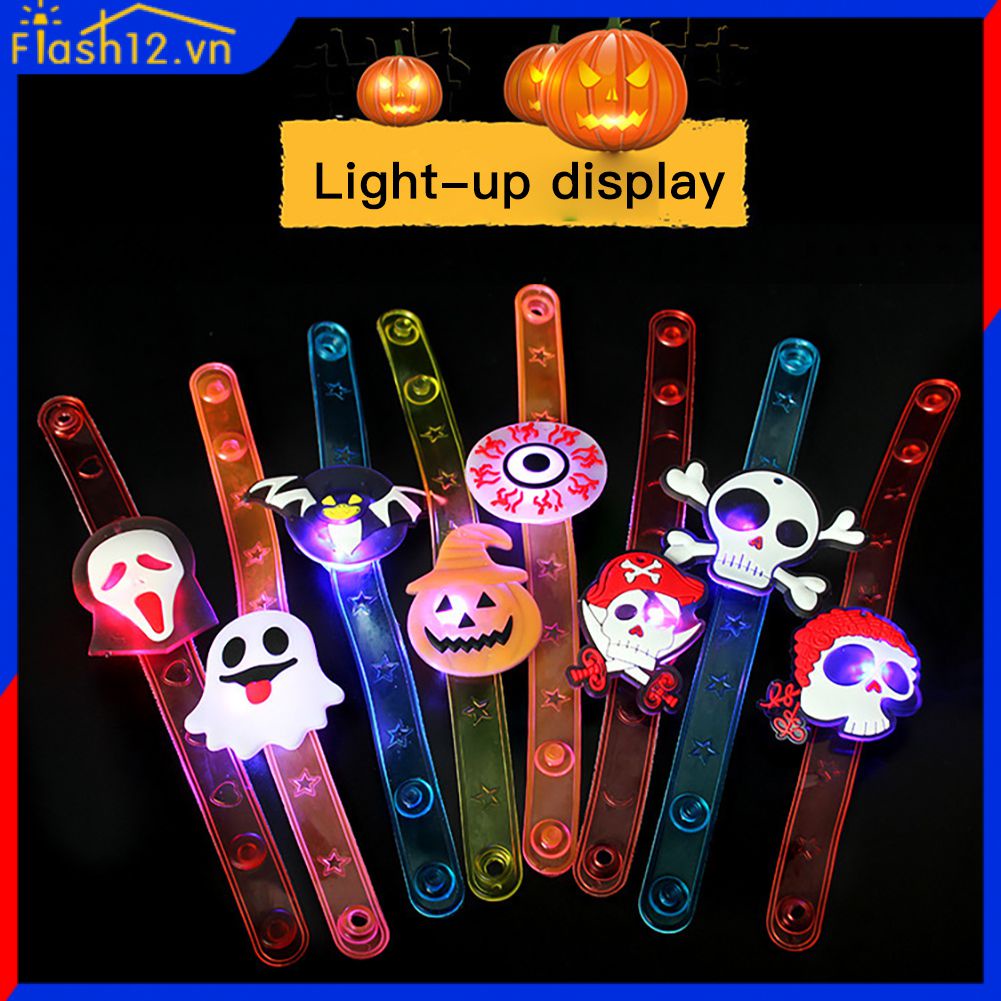 12 Cái/Bộ Halloween Đồng Hồ Phát Quang Với Đèn Flash Led Dây Đeo Tay Trẻ Em Trẻ Em Mềm Mại Cao Su Đồ Chơi Vòng Tay Silicone Phim Hoạt Hình 2022 New 2022 Mới 2022