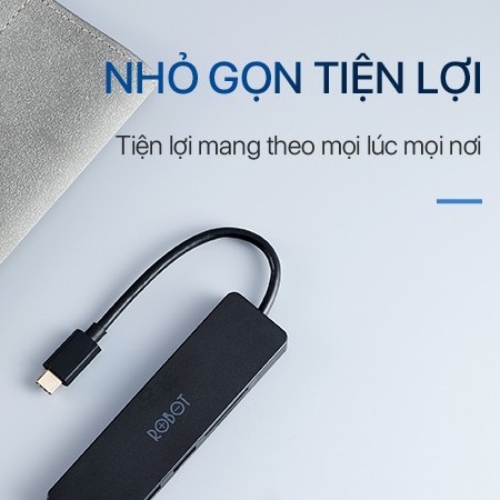 HUB USB-C Chuyển Đổi Đa Năng 5 In 1 ROBOT HT240S Type-C To USB 3.0/HDMI/PD/SD/TF