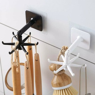 Móc 6 Chấu Dán Tường Xoay 360 Độ - Móc 6 xoay treo đồ