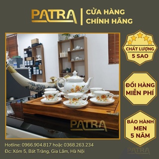 Bộ ấm chén uống trà cao cấp , bộ ấm trà bát tràng - mai vàng phú quý