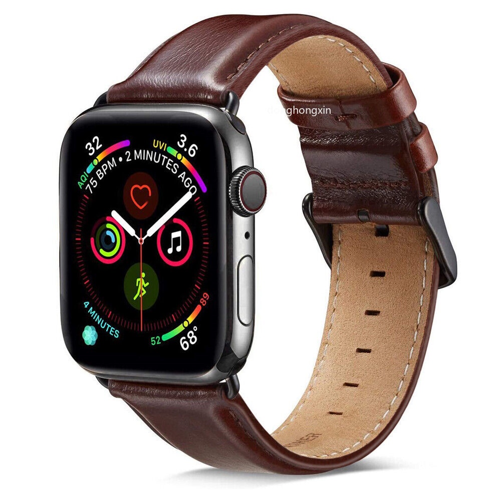 Dây Đeo Bằng Da 40/44/41/45mm Dành Cho Đồng Hồ Apple Watch Series 7 6 5 4 3