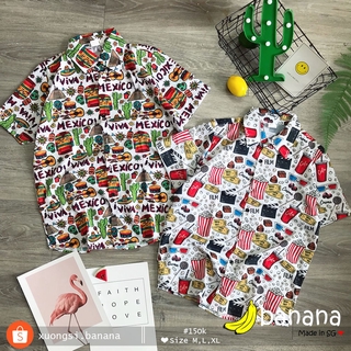 [🍌Banana]- Áo sơ mi hoạt hình Mexico/ Bắp rang (M, L, XL)