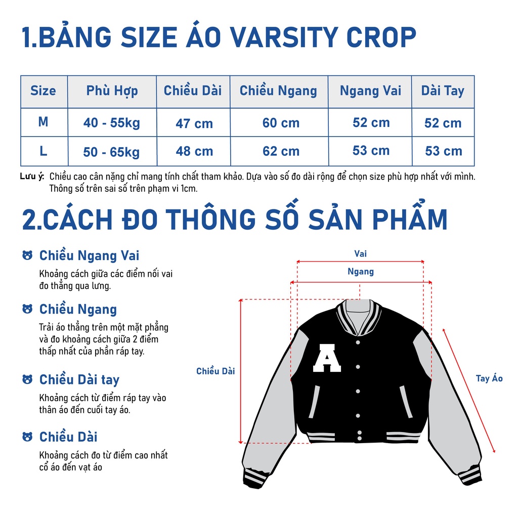 AITHER STUDIO Áo khoác Croptop - Varsity Croptop thêu xù tay da