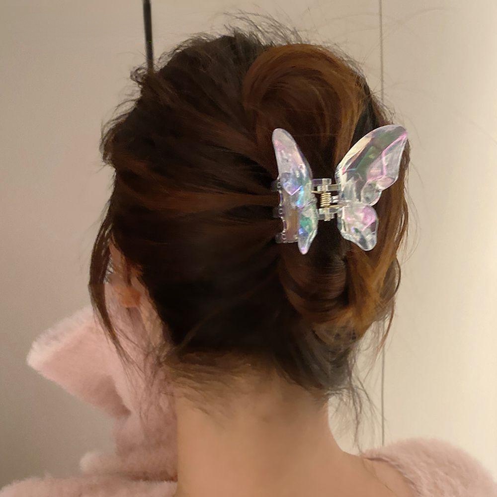 Kẹp Tóc Càng Cua Rỗng Bằng Acrylic Trong Suốt Hình Bướm Tinh Tế Thời Trang Cho Bạn Gái
