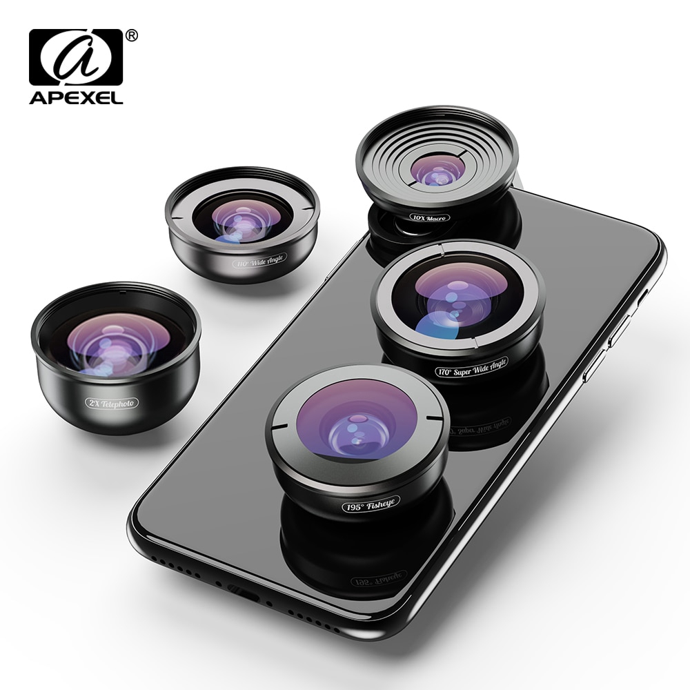 Bộ Lens Máy Ảnh Điện Thoại 4k 5 Trong 1 Cho Iphonex Xs Max Samsung S9 Huawei